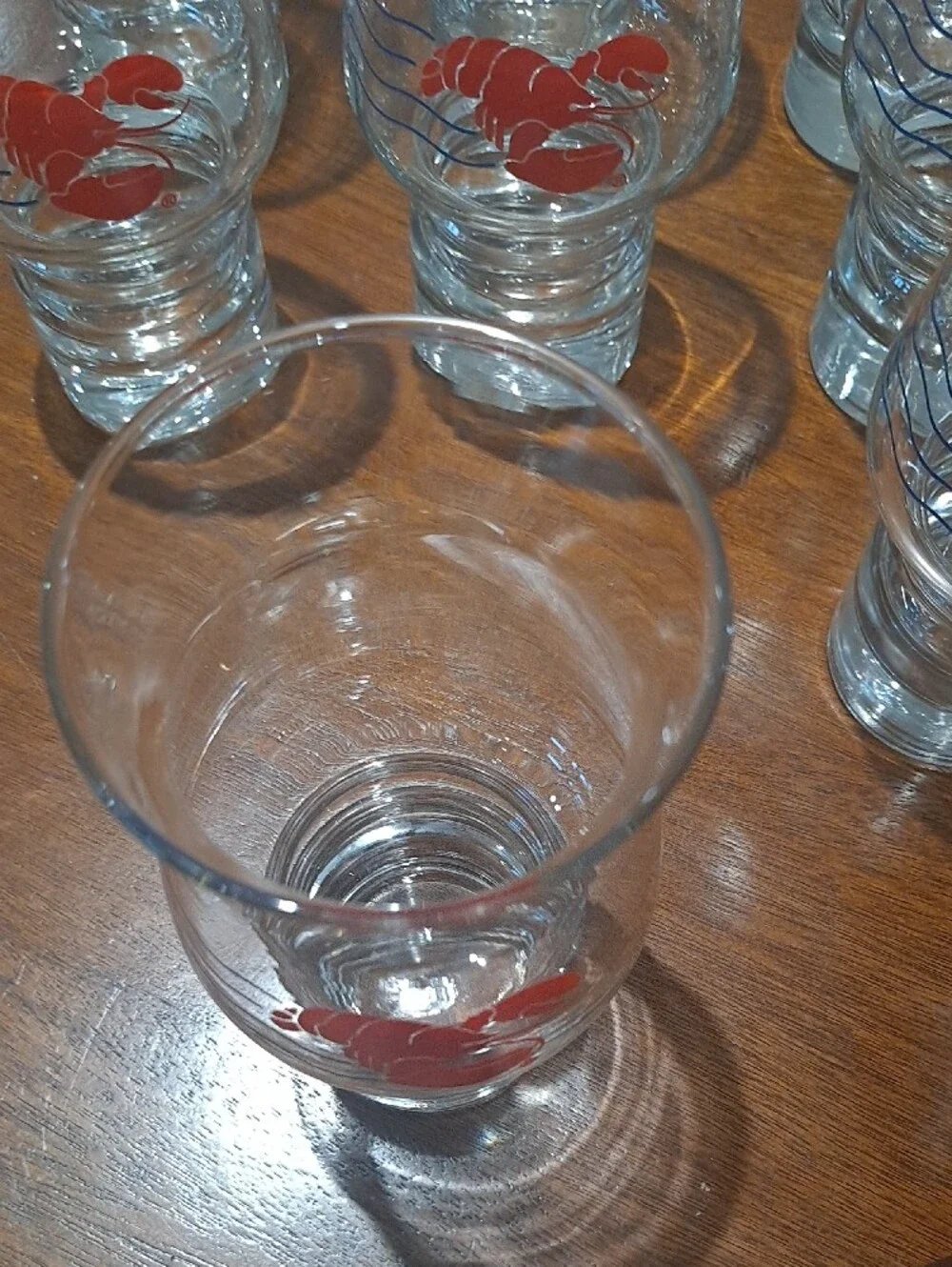 VINTAGE Libbey Clear Glass Tumblers with Red Lobster Motif - Set of 10.   NEW!